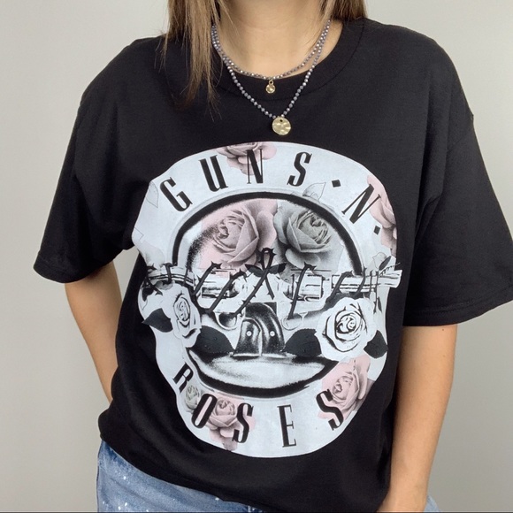 Tops - Guns N Roses Floral Graphic Band Tee S L XL 2X
